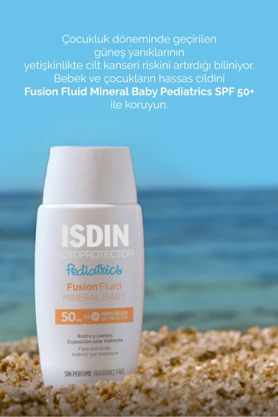ISDIN Fotoprotector Pediatrics Fusion Fluid Mineral Baby Spf50 50 ml Çocuklar Için Günlük Güneş Kremi - Resim 3