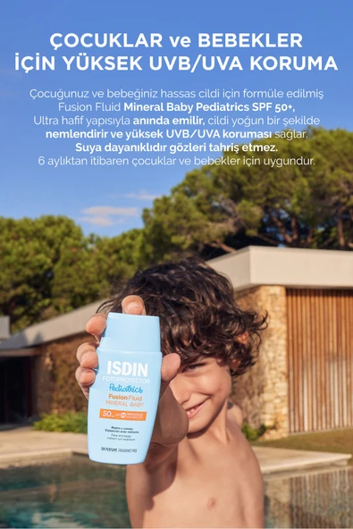 ISDIN Fotoprotector Pediatrics Fusion Fluid Mineral Baby Spf50 50 ml Çocuklar Için Günlük Güneş Kremi - Resim 2