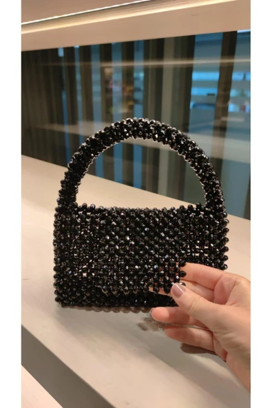 El Örmesi - Şık Siyah Abiye Çanta- Günlük ,Özel Gün (Nikah,Düğün)