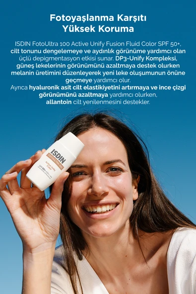 ISDIN Fotoultra 100 Active Unify Color Spf 50 50 ml Leke Karşıtı Su Bazlı Renkli Yüz Güneş Kremi - Resim 2