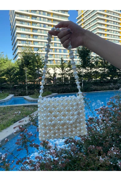 El Örmesi - İnci Işıltısıyla - Şık Omuz Çantası- Günlük ,Özel Gün (Nikah,Düğün) - Resim 3