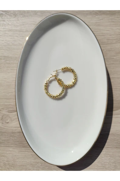 Gold Altın Sarmalı Halka Küpe - 2