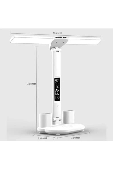 Led Dokunmatik Katlanabilir Masa Lambası Takvim Sıcaklık Saat Şarjlı Masa Lambası - 6