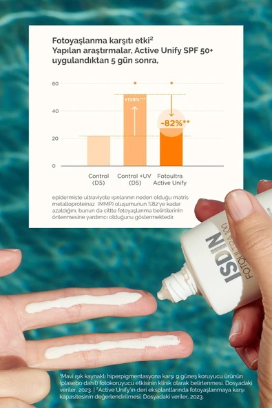 ISDIN Fotoultra 100 Active Unify Spf50 50 ml Leke Karşıtı Yüz Güneş Kremi - Resim 3