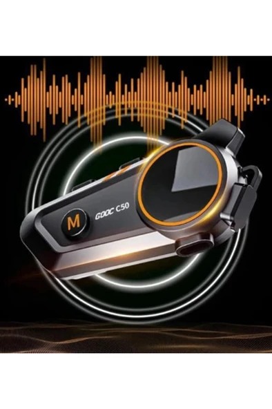 C50 Motosiklet Intercom Kask Kulaklık 1000 Mah Rgb Işıklı Bluetooth Kulaklık Ip67 - Resim 2