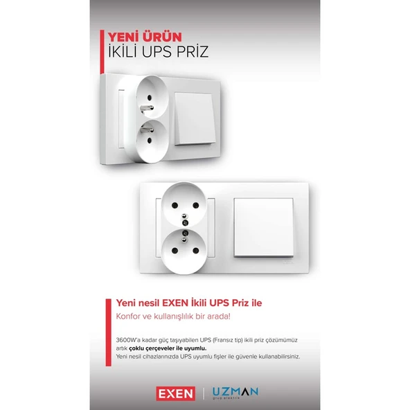 Exen Uzmlight Exen Karell Füme Topraklı Priz - Resim 2