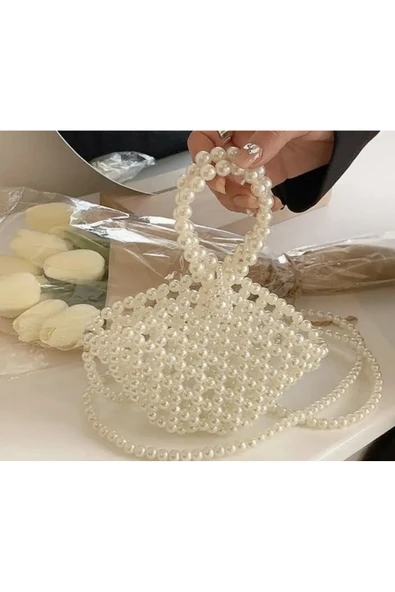 El Örmesi - İnci Parıltısıyla Çapraz Çanta- Günlük ,Özel Gün (Nikah,Düğün) - Resim 2