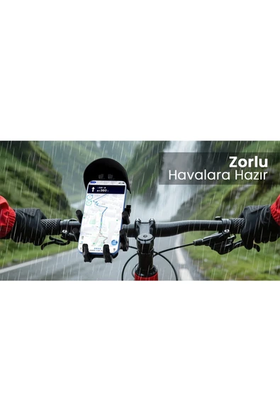 Gidon Bağlantılı Güneş Ve Yağmur Korumalı 360° Derece Ayarlanabilir Motosiklet Bisiklet Telefon Tutucu - 6