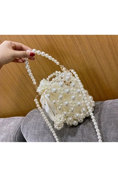 El Örmesi - İnci Parıltısıyla Mini El Çantası- Günlük ,Özel Gün (Nikah,Düğün) - 1