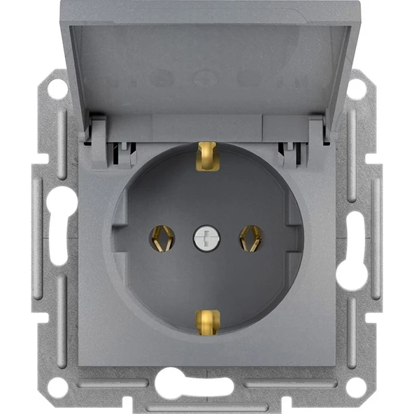 Schneider Electric EPH3100162 Asfora Plus Çelik Kapaklı Topraklı Priz Çerçevesiz - 1