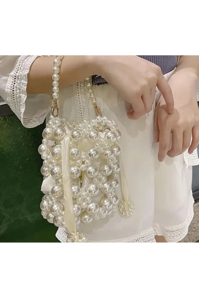 El Örmesi - İnci Parıltısıyla Mini El Çantası- Günlük ,Özel Gün (Nikah,Düğün) - 2