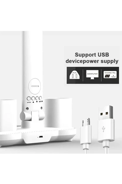 Led Dokunmatik Katlanabilir Masa Lambası Takvim Sıcaklık Saat Şarjlı Masa Lambası - 5