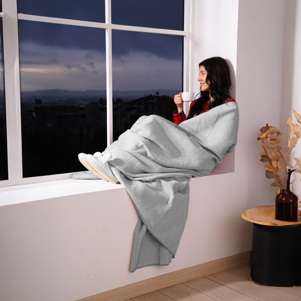 Pamuk Battaniye Tek Kişilik Tv Battaniyesi 150x200cm Gri - 2