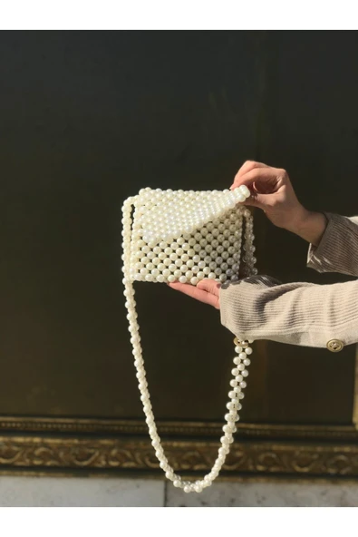 El Örmesi - İnci Çapraz Çanta- Günlük ,Özel Gün (Nikah,Düğün) - Resim 2