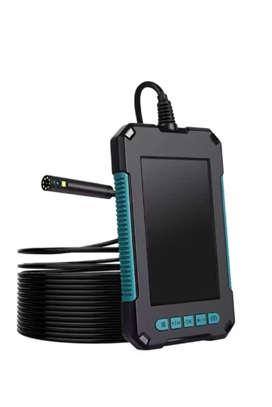 Ekranlı Çift Kameralı 10 Mt Hafıza Kart Destekli Sert Kablo Yılan Endoskop Kamera 5.5 Mm 4.3 Inc - 6