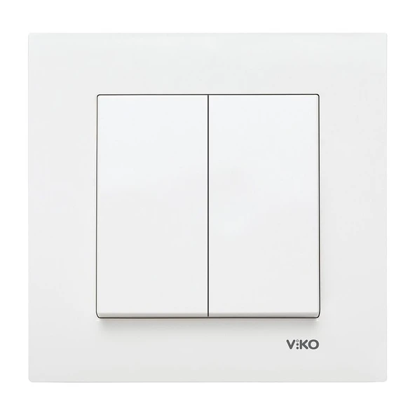 Viko Karre Seri Beyaz Renk Ikili Anahtar Komütatör Çerçeve Dahil 5 Adet ürün görseli