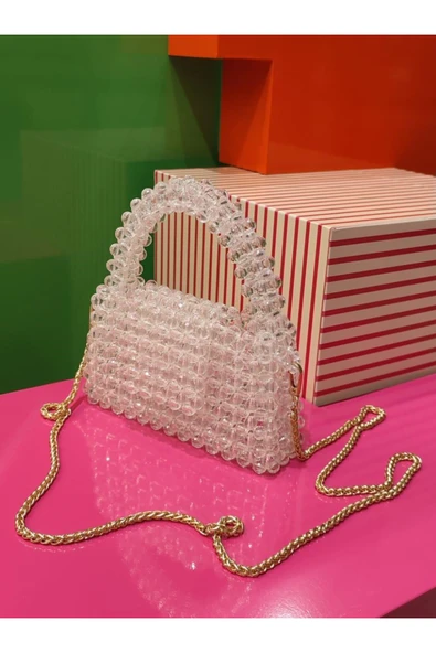 El Örmesi - Şeffaf Detaylı Şık Abiye Çanta- Günlük ,Özel Gün (Nikah,Düğün) ürün görseli