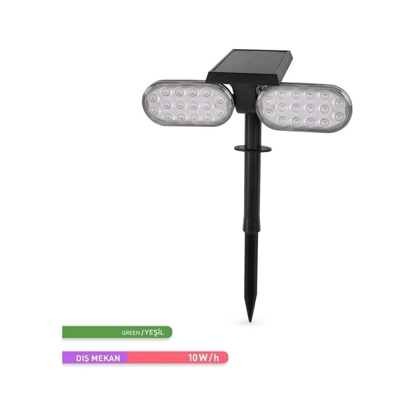 Ack Solar LED Kazıklı Çim Armatürü Güneş Enerjili Bahçe Duvar Aydınlatması Yeşil Renk - 1