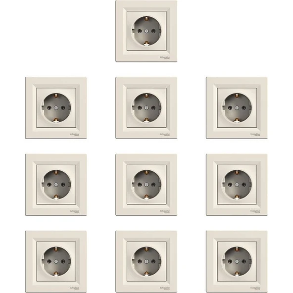 Schneider Electric Asfora Serisi Krem Topraklı Priz 10 Lu Paket ürün görseli