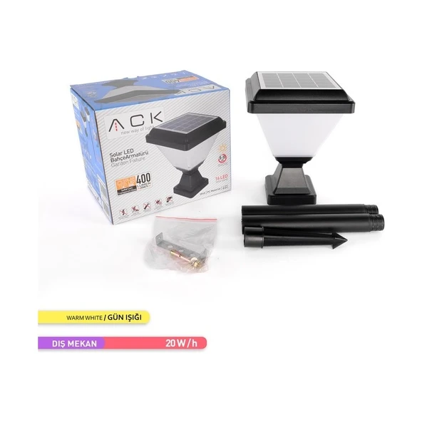 Ack Solar LED Bahçe Armatürü 3000K Set Üstü ve Kazıklı Güneş Enerjili Bahçe Aydınlatması Şeffaf - 4
