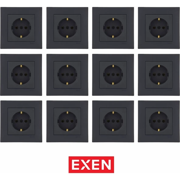 Exen Uzmlight Exen Karell Füme Topraklı Priz (12ADET) ürün görseli