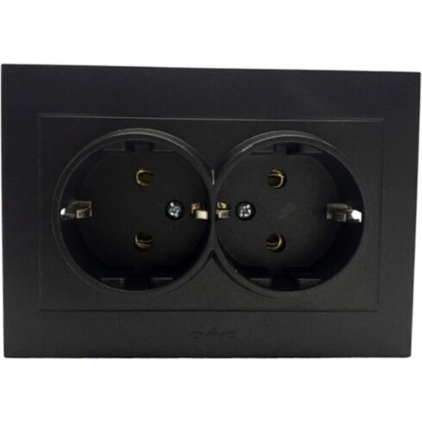 Ovivo Grano Siyah Ikili Topraklı Priz Çerçeve Dahil ürün görseli 1