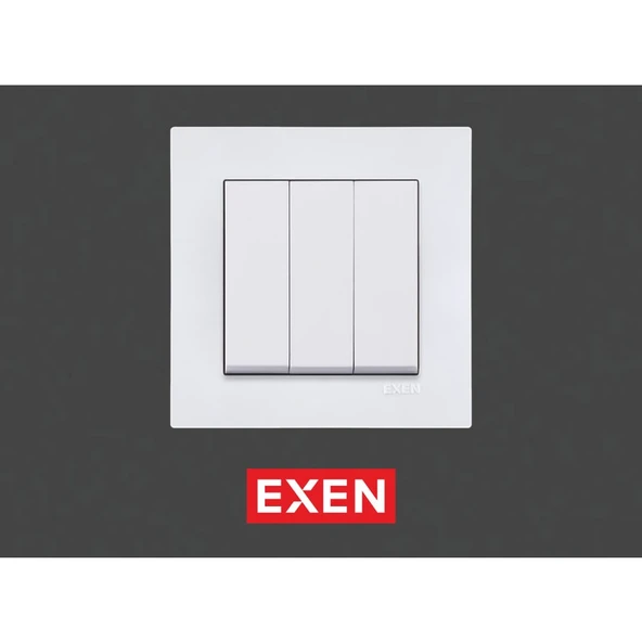 Exen Karell Beyaz Üçlü Anahtar Çerçeveli ürün görseli