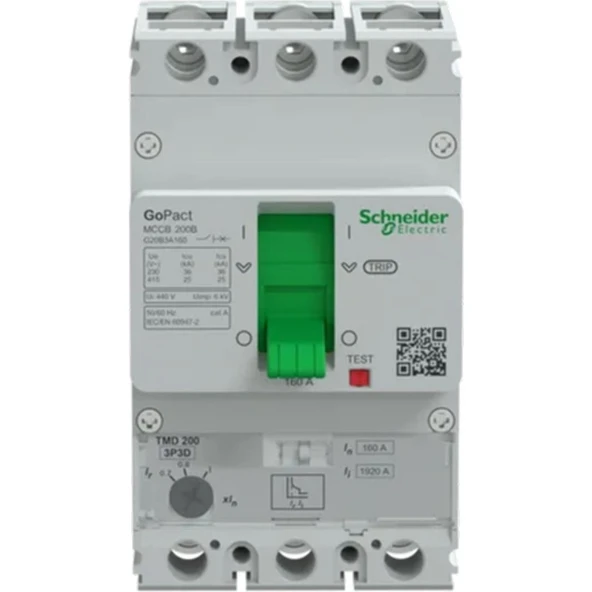 Schneider GOPACT MCCB G20B3A50 160A 25kA AYAR SAHALI ŞALTER (200B, 3P3D) - Resim 2