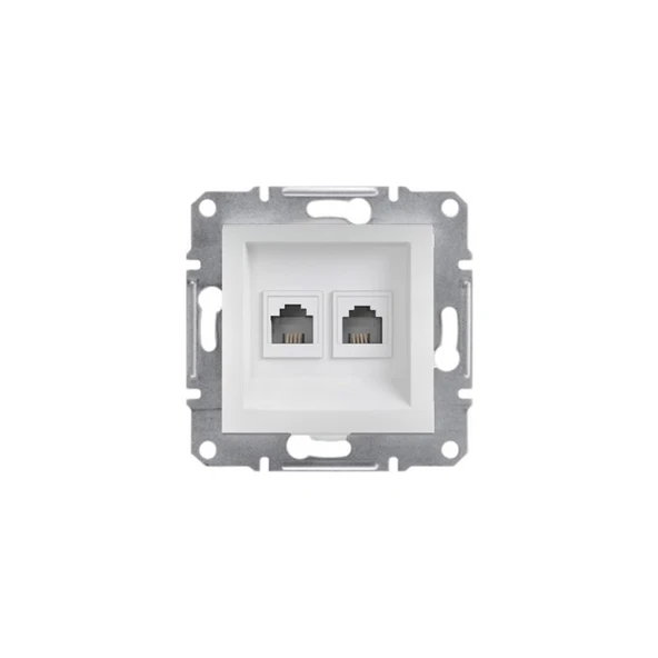 Schneider EPH4270121 Asfora Beyaz Çerçevesiz 2XRJ11 4 Kontak Telefon Prizi - Resim 2