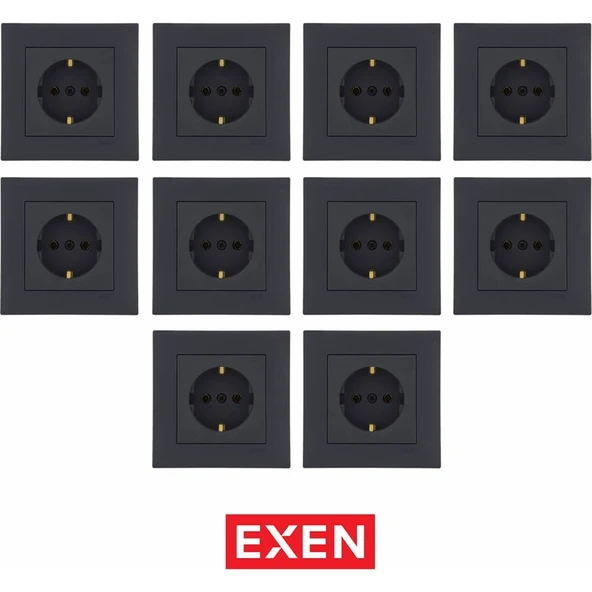 Exen Uzmlight Exen Karell Füme Topraklı Priz (10ADET) - 1