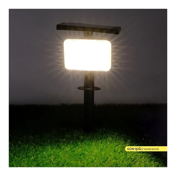 Ack Solar LED Kazıklı Çim Armatürü Güneş Enerjili Bahçe Duvar Aydınlatması 3000K Günışığı Pc - 3
