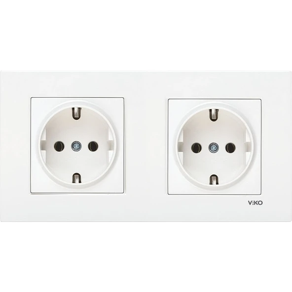 Viko Karre Beyaz 2'li Set Topraklı Priz + Topraklı Priz ürün görseli 1
