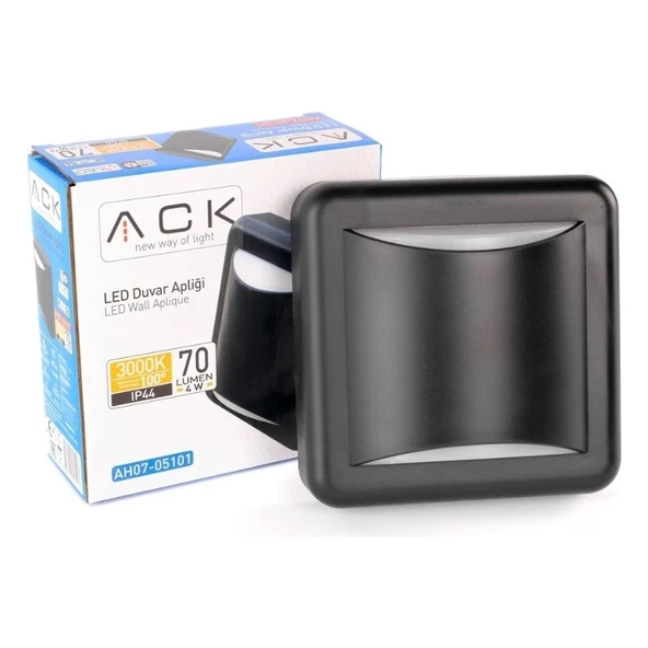 Ack Uzmlight Ack AH07-05101 3000K Günışığı 4W Siyah Kasa IP44 LED Duvar Apliği Siyah Kasa Duvar Armatür 2120000141881 - Resim 3