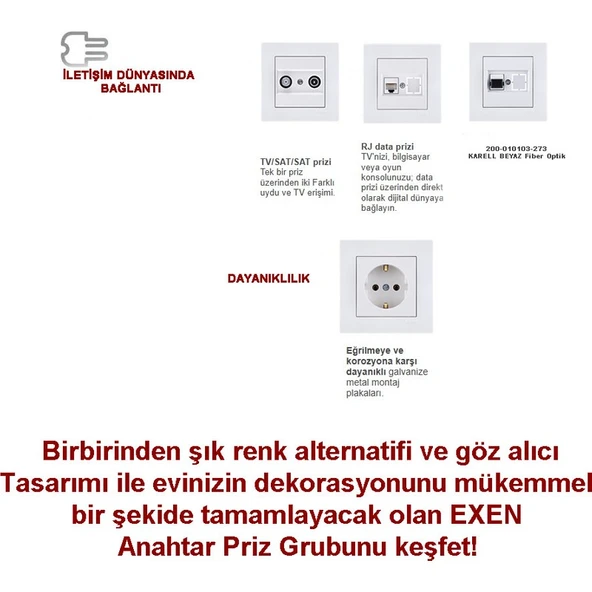 Exen Karell Füme Tekli Data Prizi Cat6 - Resim 2