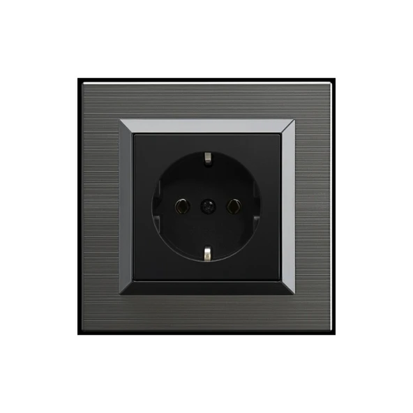 Ovivo Quantum Manyetik Gri Topraklı Priz Çerçeveli ürün görseli