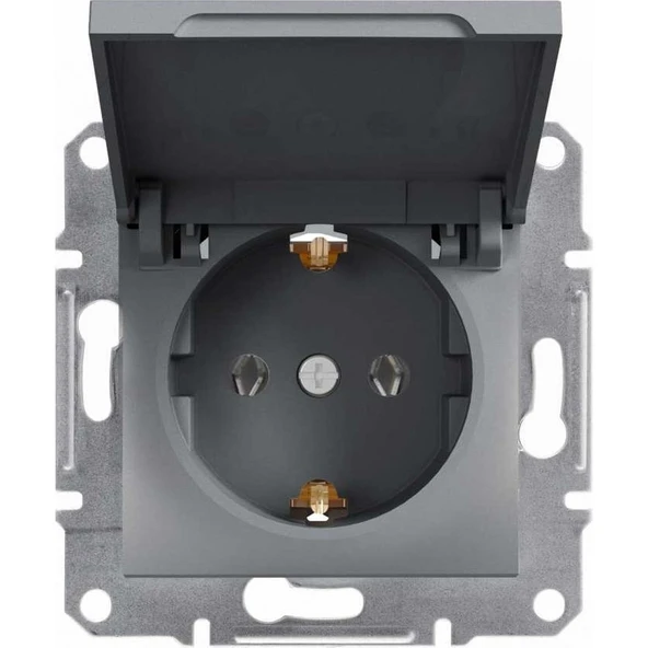 Schneider Electric Asfora Çelik Çerçevesiz Kapaklı Topraklı Priz ürün görseli