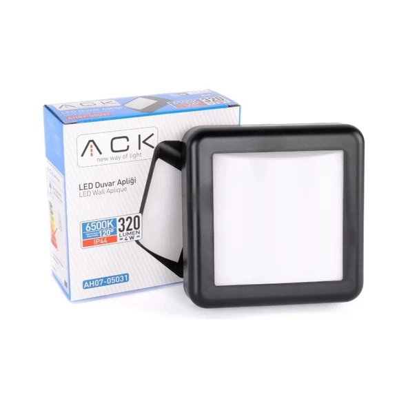Ack Uzmlight Ack AH07-05031 6500K Beyaz Işık 4W Siyah Kasa IP44 LED Duvar Apliği Bahçearmatürü - 1