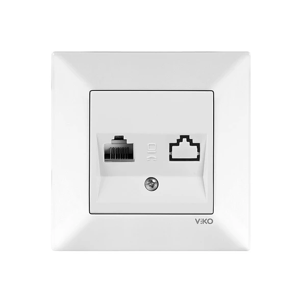 Viko Meridian Beyaz Nümeris Telefon Prizi Rj11 (Çerçeveli) ürün görseli