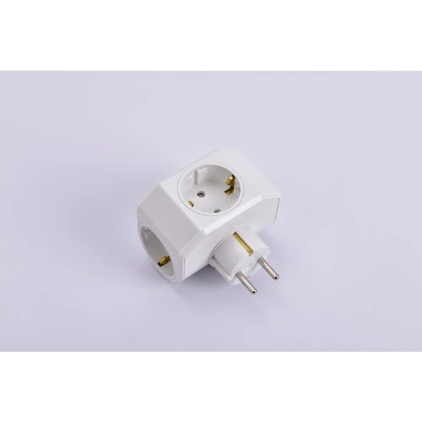 Viko Yonca Plus Beyaz Üçlü Topraklı Priz - Resim 5