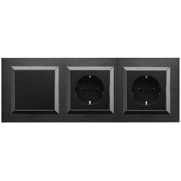 Ovivo Quantum Siyah 3'lü Set Anahtar, Topraklı Priz ve Topraklı Priz Set ürün görseli