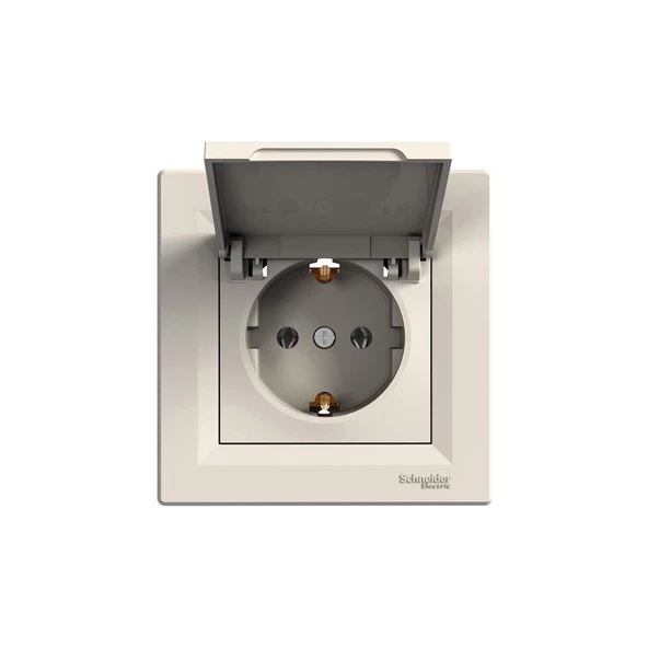 Schneider Electric Schneider Asfora Krem Kapaklı Topraklı Priz ürün görseli