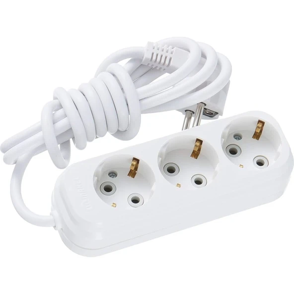 Makel Üçlü 3 Metre Kordonlu Topraklı Grup Priz ürün görseli 1