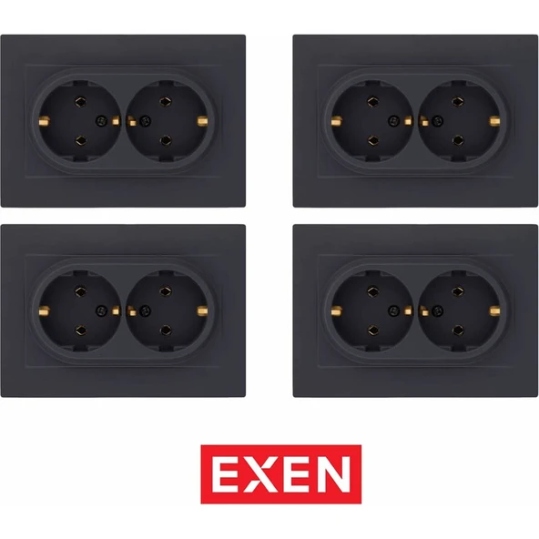 Exen karell Füme Ikili Topraklı Priz (4ADET) ürün görseli 1