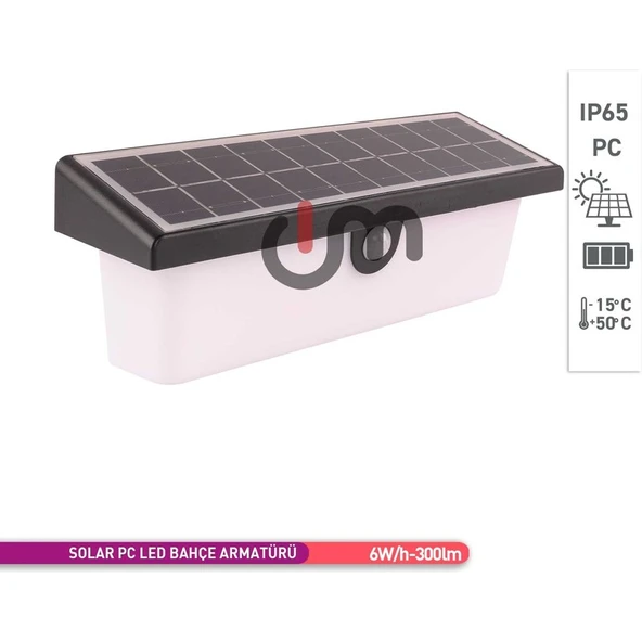 Ack Sensörlü Güneş Enerjili LED Bahçe Armatürü, Duvar Aydınlatması 4 Mod/'lu Kullanım - 2