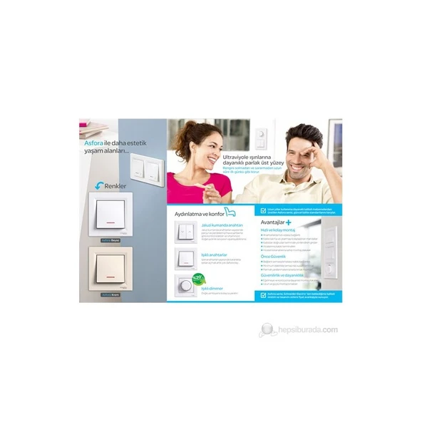 Schneider Electric EPH5800221 - Asfora 2'Li Yatay Çerçeve Beyaz - Resim 2