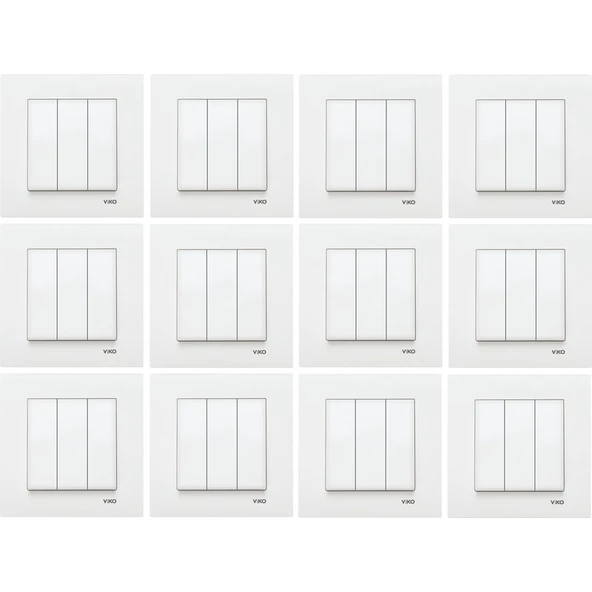 Viko Karre 12 Adet Üçlü Anahtar Çerçeveli - Beyaz ürün görseli 1
