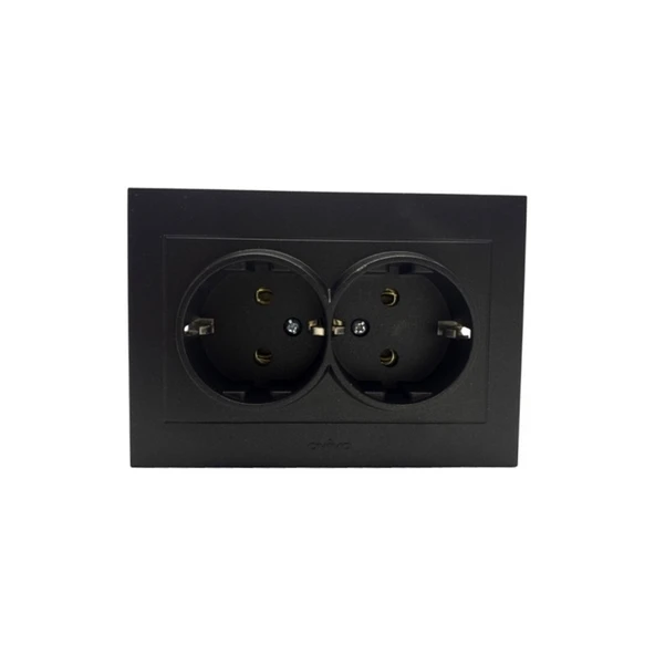 Ovivo Grano Siyah Ikili Topraklı Priz ürün görseli 1