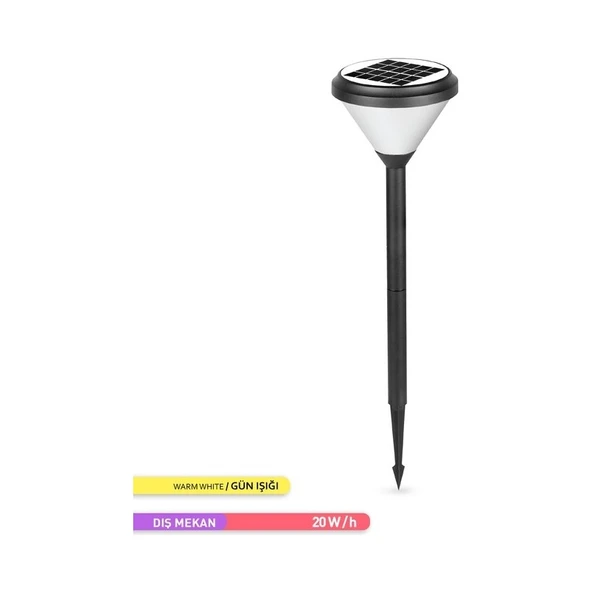 Ack Solar LED Bahçe Armatürü Opak Cam 3000K Günışığı Set Üstü ve Kazıklı Güneş Enerjili Bahçe Aydınlatması - 3