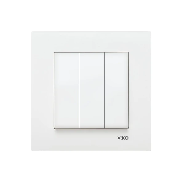 Viko Karre 12 Adet Üçlü Anahtar Çerçeveli - Beyaz - Resim 2