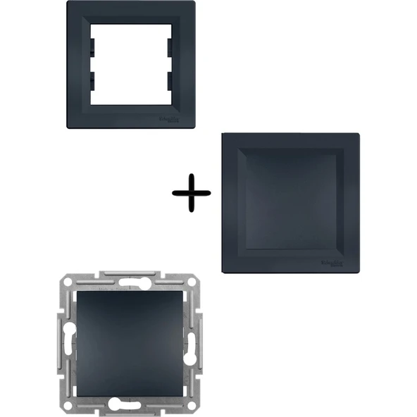 Schneider Electric Asfora Antrasit Liht Anahtar ( Zil - Kapı Otomatiği ) + Çerçeve ürün görseli